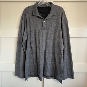 Men’s Shirt Long Sleeve Polo Heathered Gray Men’s Size XL Mock Undershirt